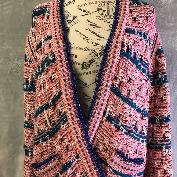 GoAloneWithALU Chunky Knit Pink Blue Cardigan - Picture 3 of 8